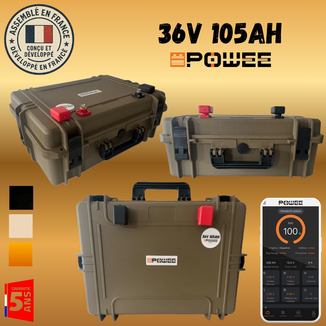 Batterie Powee LiFePO4 36V Ah LiFePO4 pêche nautisme