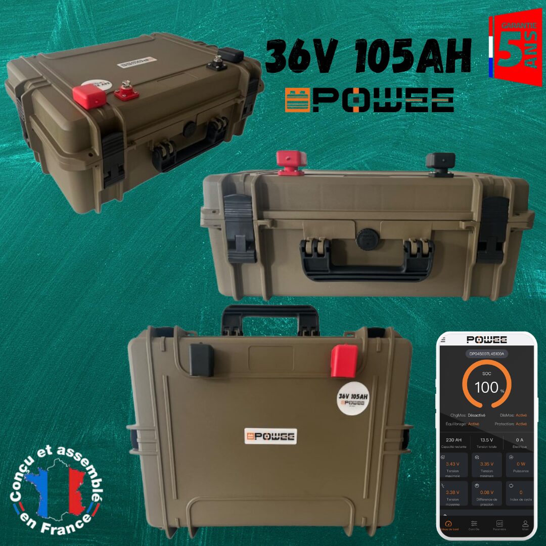 Batterie lithium LiFePO4 36V 105Ah Powee moteur électrique