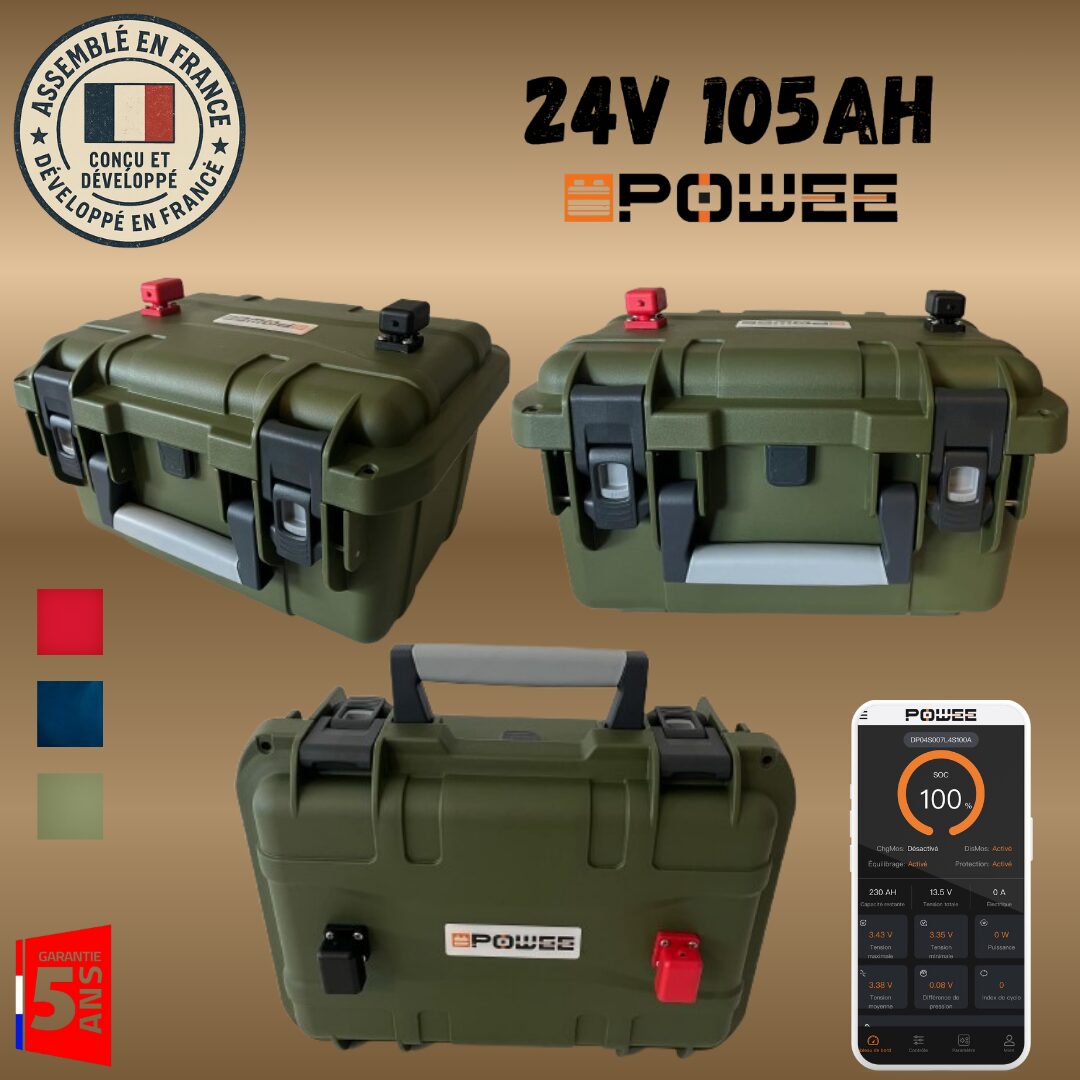 Batterie Powee LiFePO4 24V Ah LiFePO4 pêche nautisme