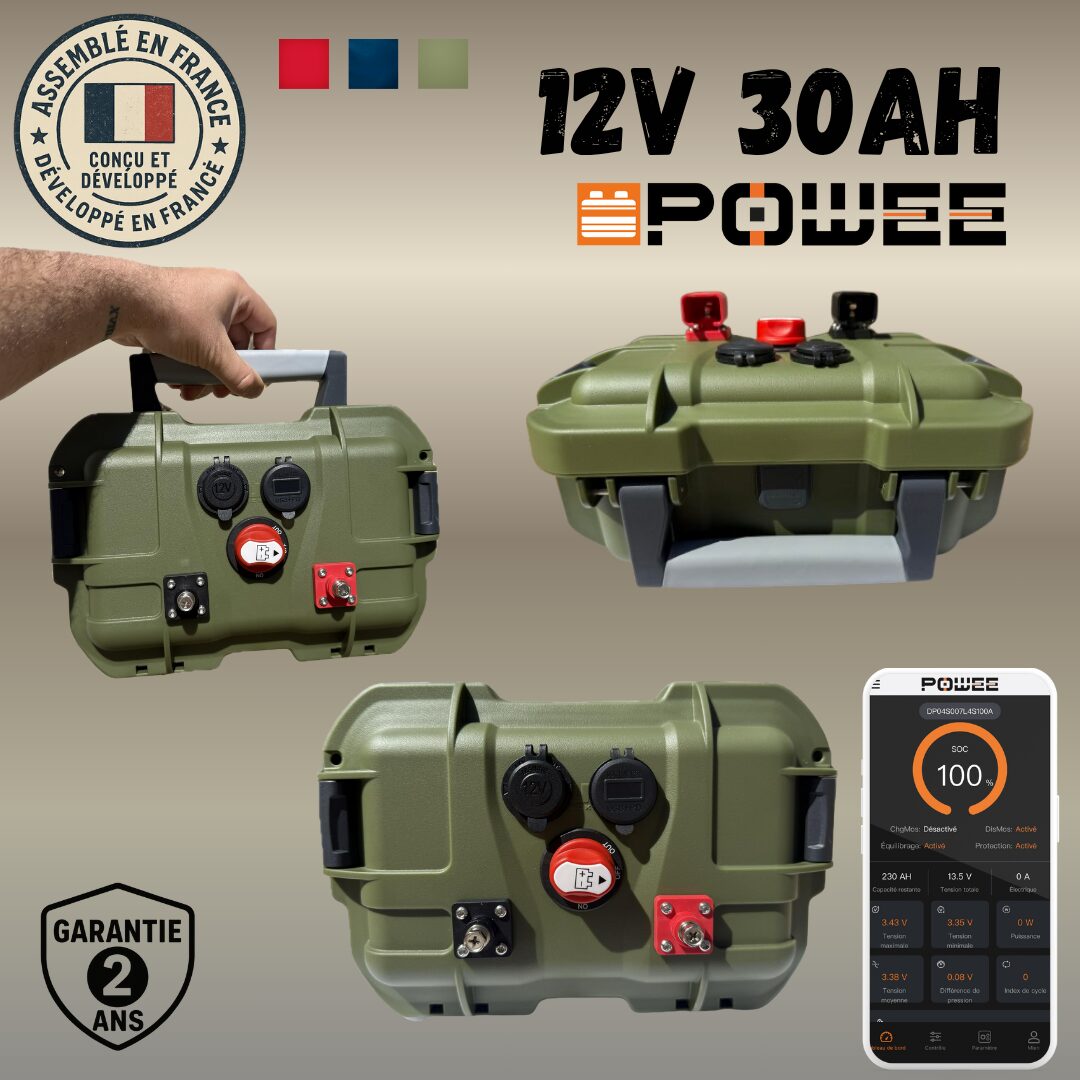 Batterie Powee LiFePO4 12V 30Ah LiFePO4 pêche nautisme