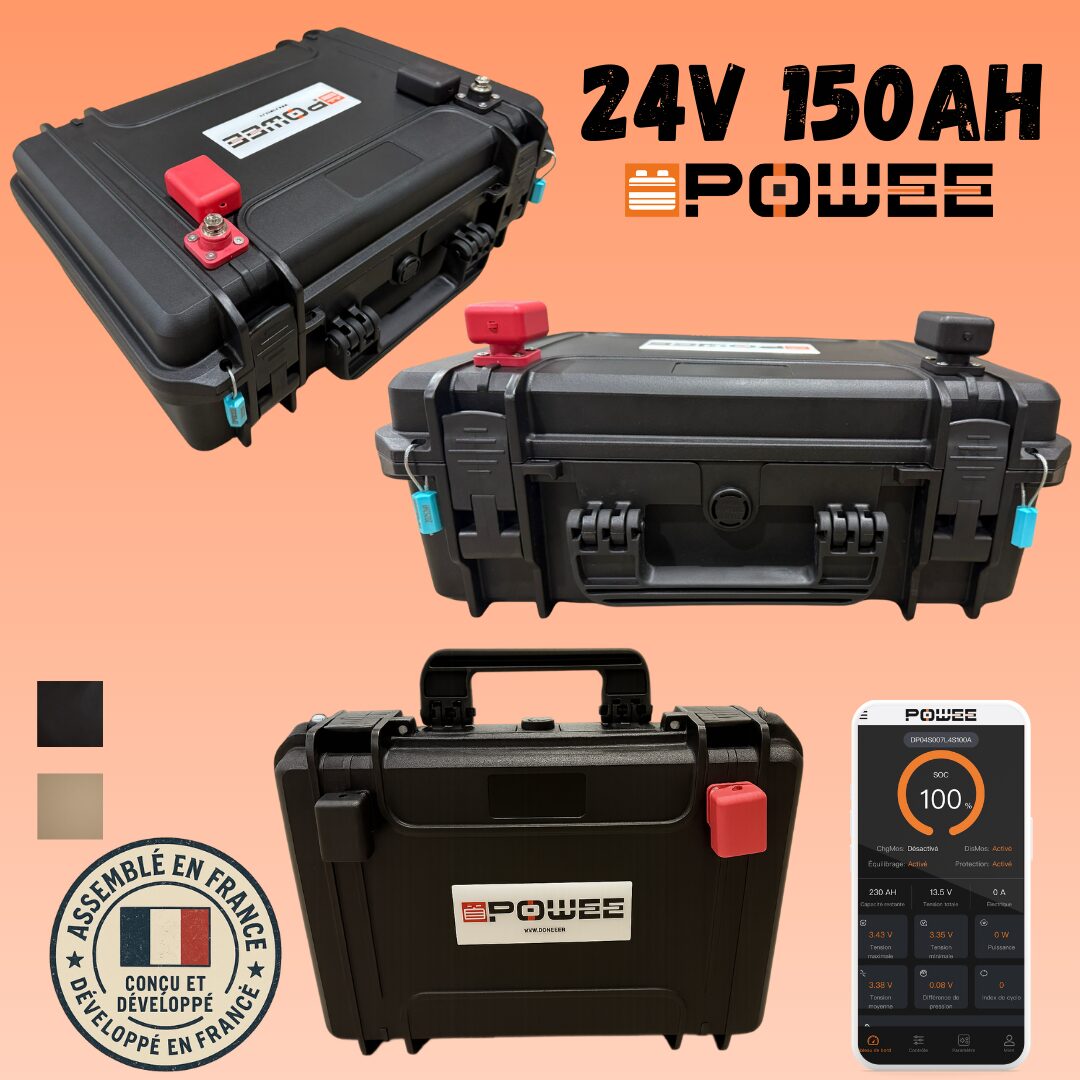 Batterie haut de gamme Powee 24V Ah LiFePO4 pêche nautisme