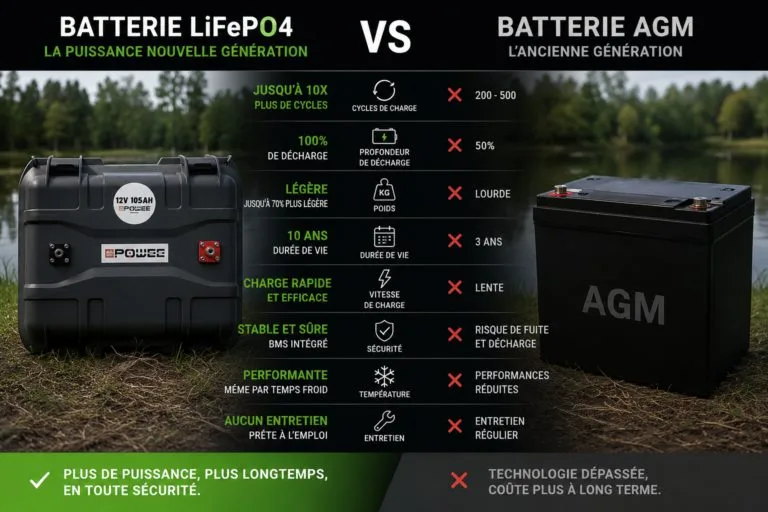Comparatif batterie lithium LiFePO4 vs AGM pour la pêche